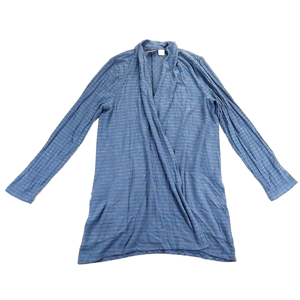 Chicos Sweater Size 0 US 4 Striped Cardigan Front Pocket Long Sleeve New